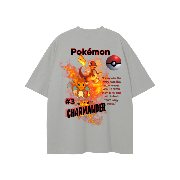 Charmander Streetwear Unisex Solid Color Loose Fit FOG T-Shirt