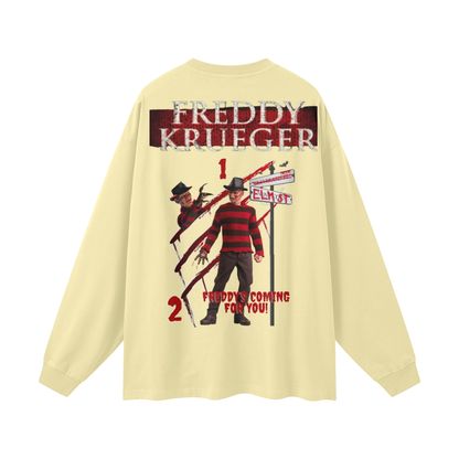 “ Freddy Krueger “ Streetwear Unisex 305G FOG 100% Cotton Long Sleeve Tee