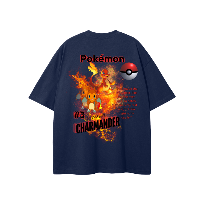 Charmander Streetwear Unisex Solid Color Loose Fit FOG T-Shirt