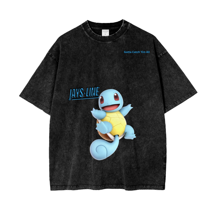 Squirtle Acid Wash Oversize T-Shirt - 250 GSM