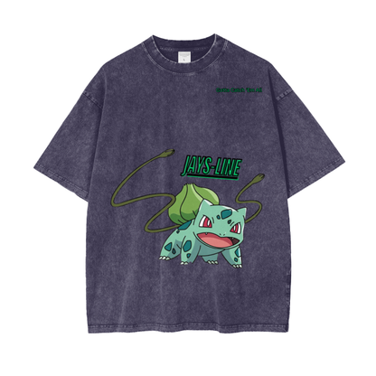 Bulbasaur Acid Wash Oversize T-Shirt - 250 GSM