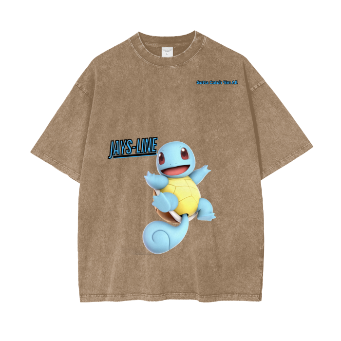 Squirtle Acid Wash Oversize T-Shirt - 250 GSM