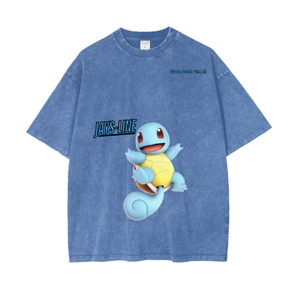 Squirtle Acid Wash Oversize T-Shirt - 250 GSM