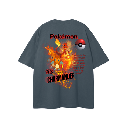 Charmander Streetwear Unisex Solid Color Loose Fit FOG T-Shirt