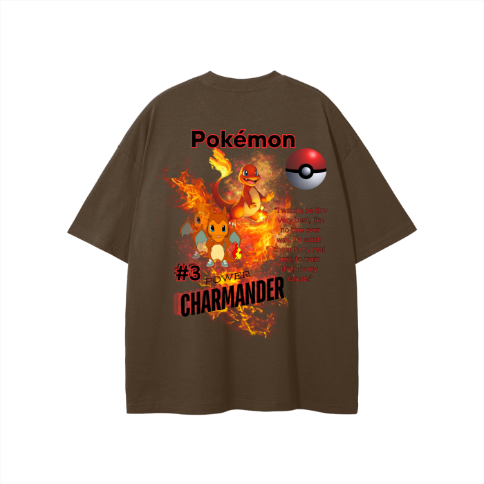 Charmander Streetwear Unisex Solid Color Loose Fit FOG T-Shirt