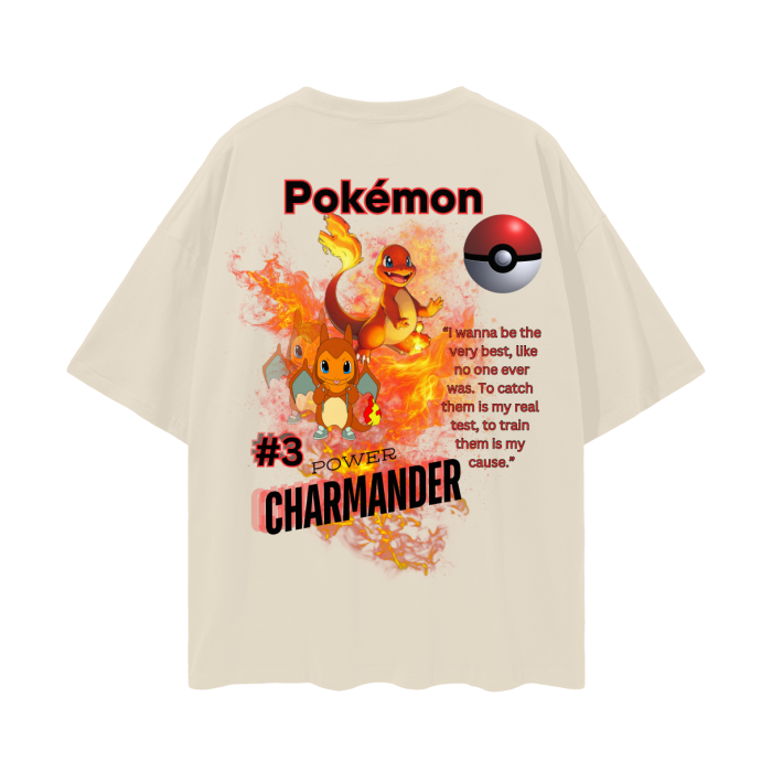 Charmander Oversize Deep Drop Shoulder Tee - 190 GSM