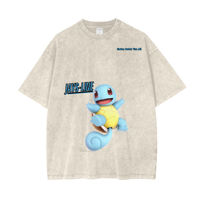 Squirtle Acid Wash Oversize T-Shirt - 250 GSM