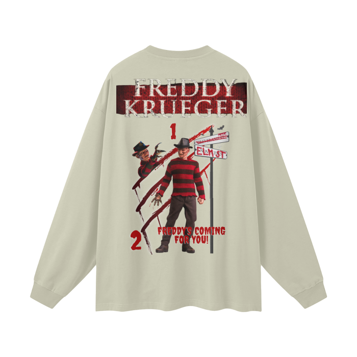 “ Freddy Krueger “ Streetwear Unisex 305G FOG 100% Cotton Long Sleeve Tee