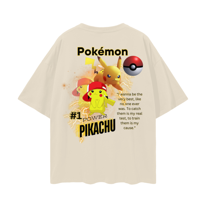 Pikachu Oversize Deep Drop Shoulder Tee - 190 GSM