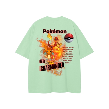 Charmander Streetwear Unisex Solid Color Loose Fit FOG T-Shirt