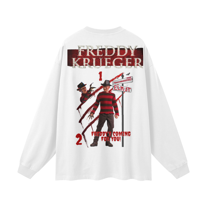 “ Freddy Krueger “ Streetwear Unisex 305G FOG 100% Cotton Long Sleeve Tee