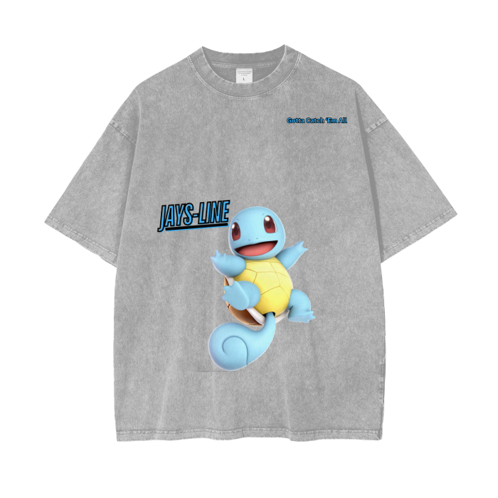 Squirtle Acid Wash Oversize T-Shirt - 250 GSM