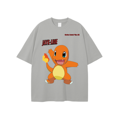 Charmander Streetwear Unisex Solid Color Loose Fit FOG T-Shirt