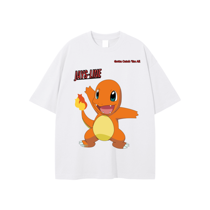 Charmander Streetwear Unisex Solid Color Loose Fit FOG T-Shirt