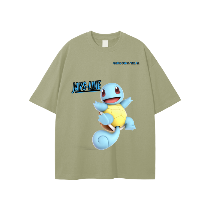 Squirtle Streetwear Unisex Solid Color Loose Fit FOG T-Shirt