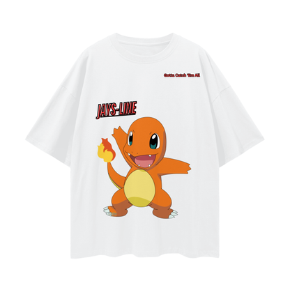 Charmander Oversize Deep Drop Shoulder Tee - 190 GSM