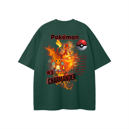 Charmander Streetwear Unisex Solid Color Loose Fit FOG T-Shirt