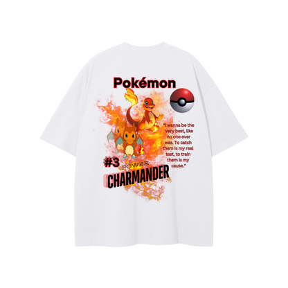 Charmander Streetwear Unisex Solid Color Loose Fit FOG T-Shirt