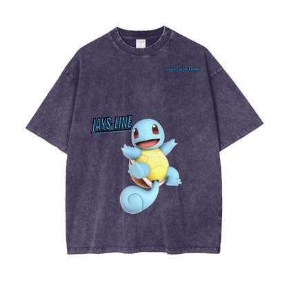 Squirtle Acid Wash Oversize T-Shirt - 250 GSM