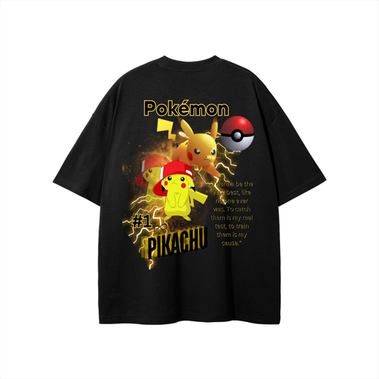 Pikachu customed Streetwear Unisex Solid Color Loose Fit FOG T-Shirt