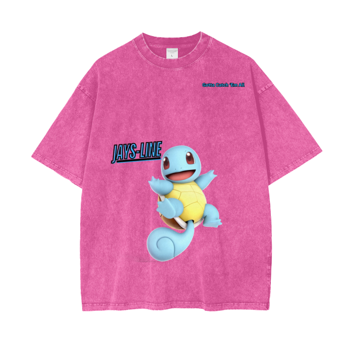 Squirtle Acid Wash Oversize T-Shirt - 250 GSM