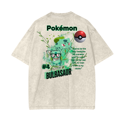 Bulbasaur Acid Wash Oversize T-Shirt - 250 GSM