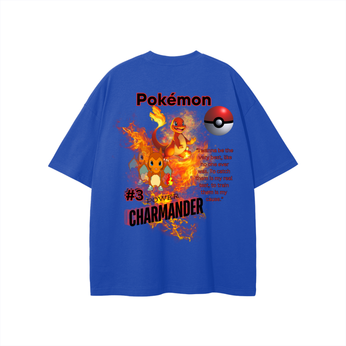 Charmander Streetwear Unisex Solid Color Loose Fit FOG T-Shirt