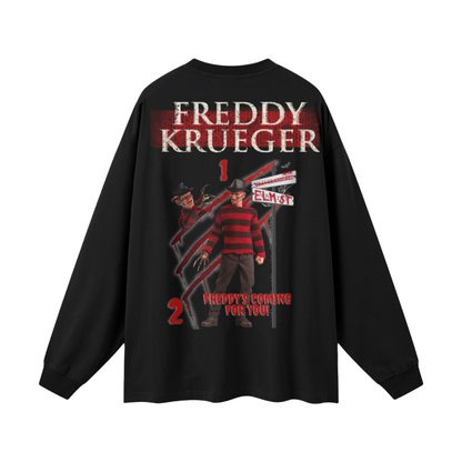 “ Freddy Krueger “ Streetwear Unisex 305G FOG 100% Cotton Long Sleeve Tee