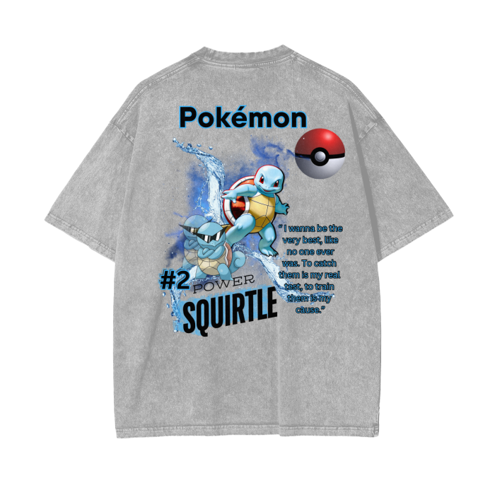 Squirtle Acid Wash Oversize T-Shirt - 250 GSM