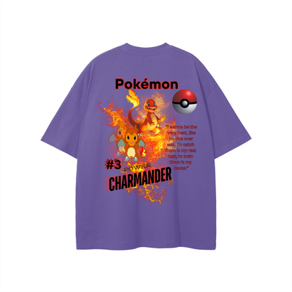 Charmander Streetwear Unisex Solid Color Loose Fit FOG T-Shirt