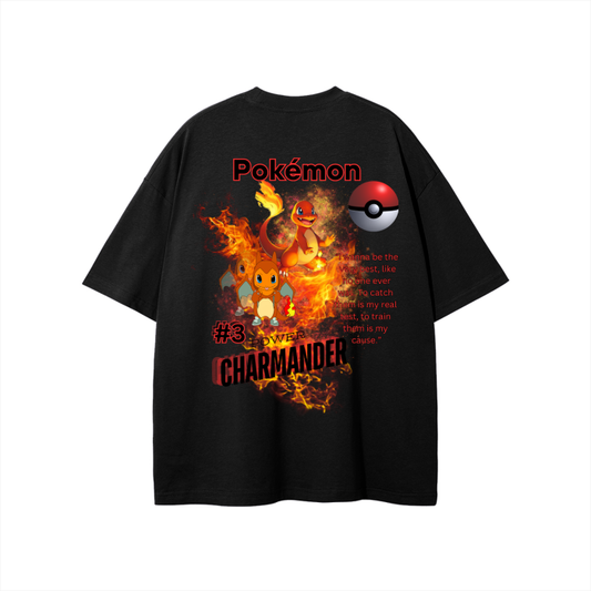 Charmander Streetwear Unisex Solid Color Loose Fit FOG T-Shirt