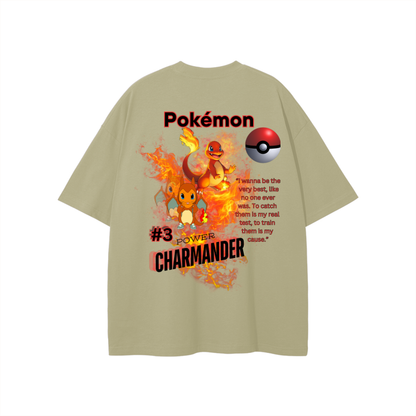 Charmander Streetwear Unisex Solid Color Loose Fit FOG T-Shirt